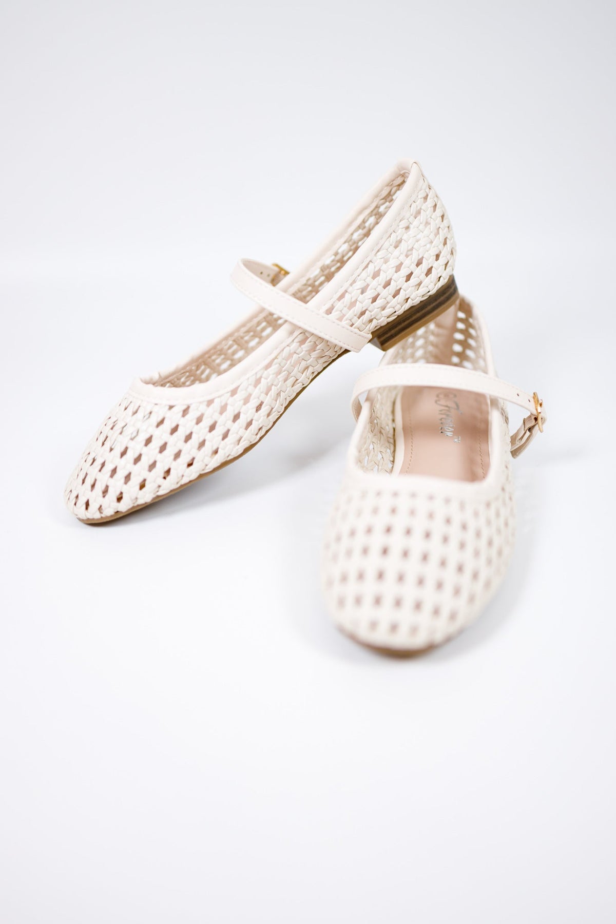 Off White Woven Flats