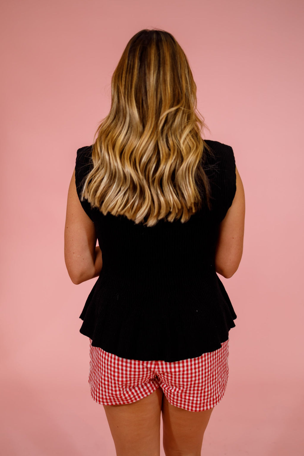 Black Ribbed Cap Sleeve Mock Neck Top - image 2