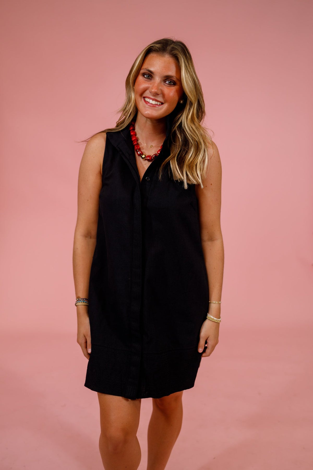 Black Stand Collar Mini Dress - image 1