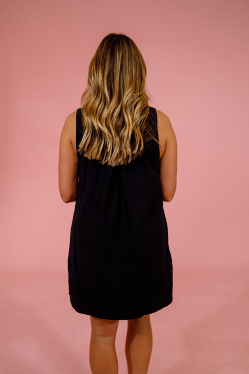 Black Stand Collar Mini Dress - image 2