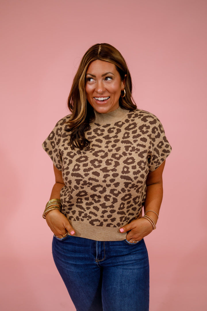 Brown Leopard Sweater Top - image 1