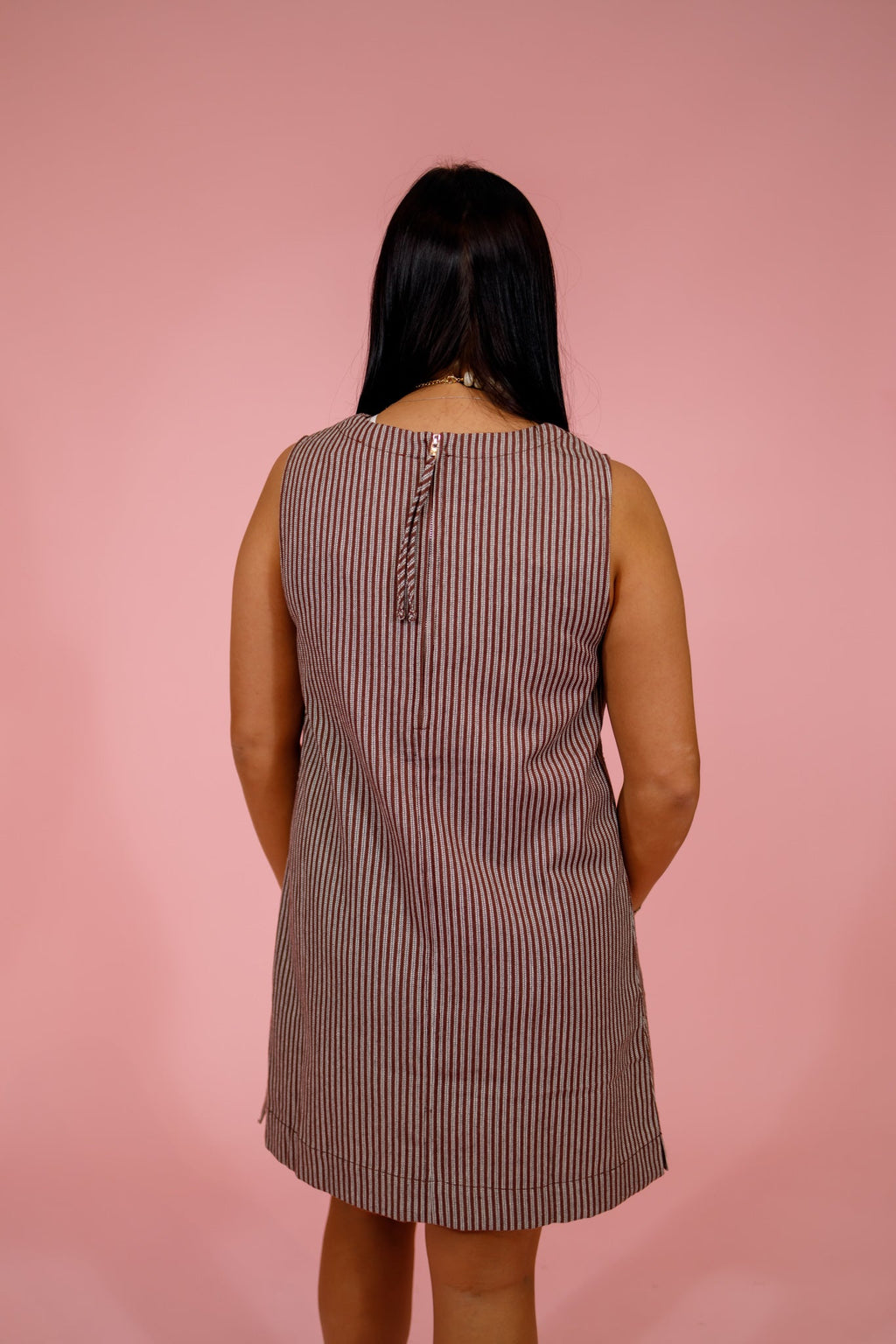 Mocha Brown Washed Striped Dress - image 2