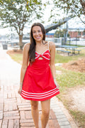 Red Cutout Back Bow Dress - image 1