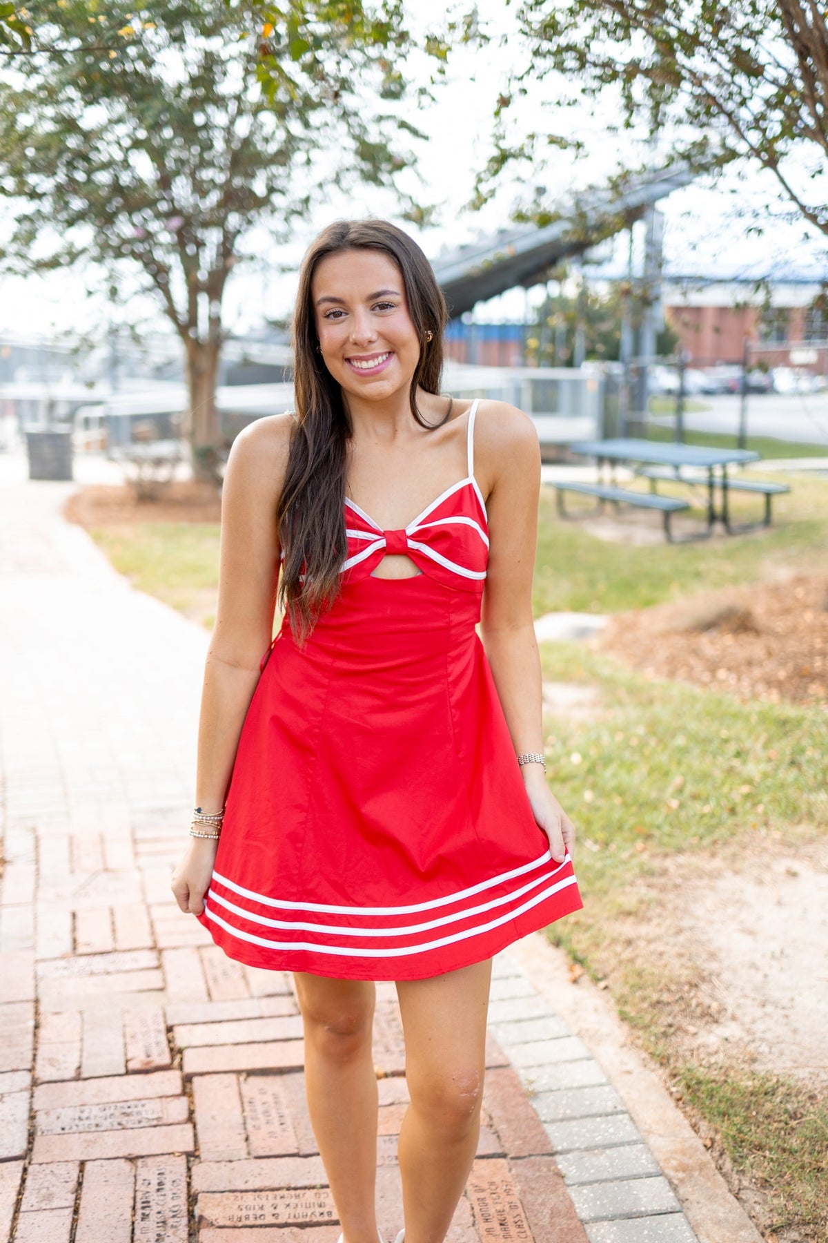 Red Cutout Back Bow Dress - image 1