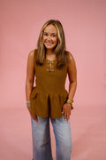 Toffee Hardware Peplum Top - image 1